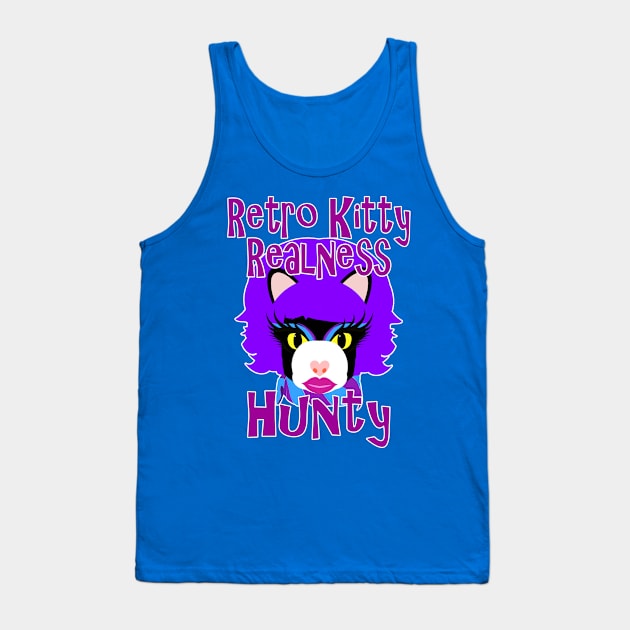 Retro Kitty Realness, Hunty (Cat in Drag) Tank Top by Zogar77